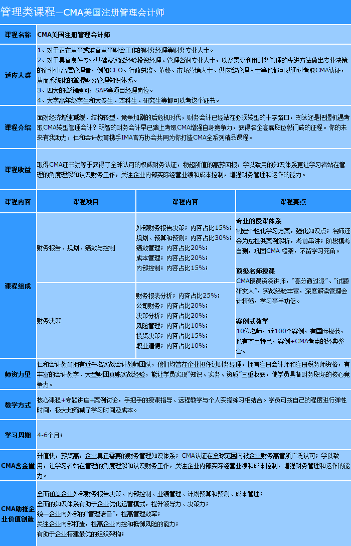 CMA美国注册管理会计师